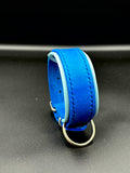 2-farbiges Leder-Hundehalsband – Handgenäht, Blau