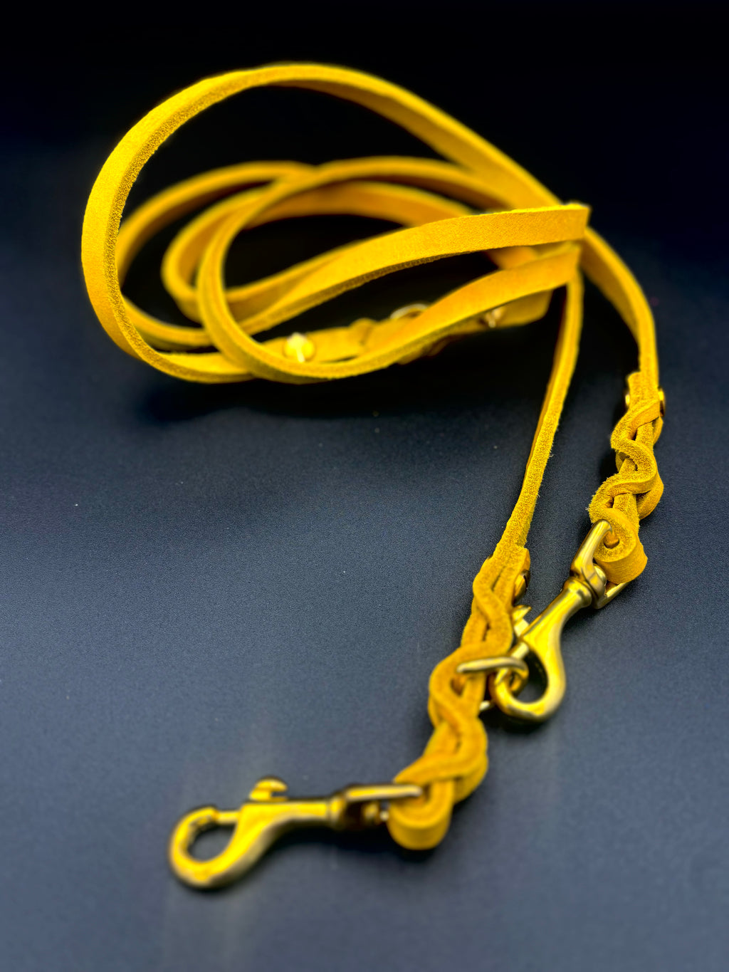 Verstellbare Leder-Hundeleine – 2,5 Meter Gelb