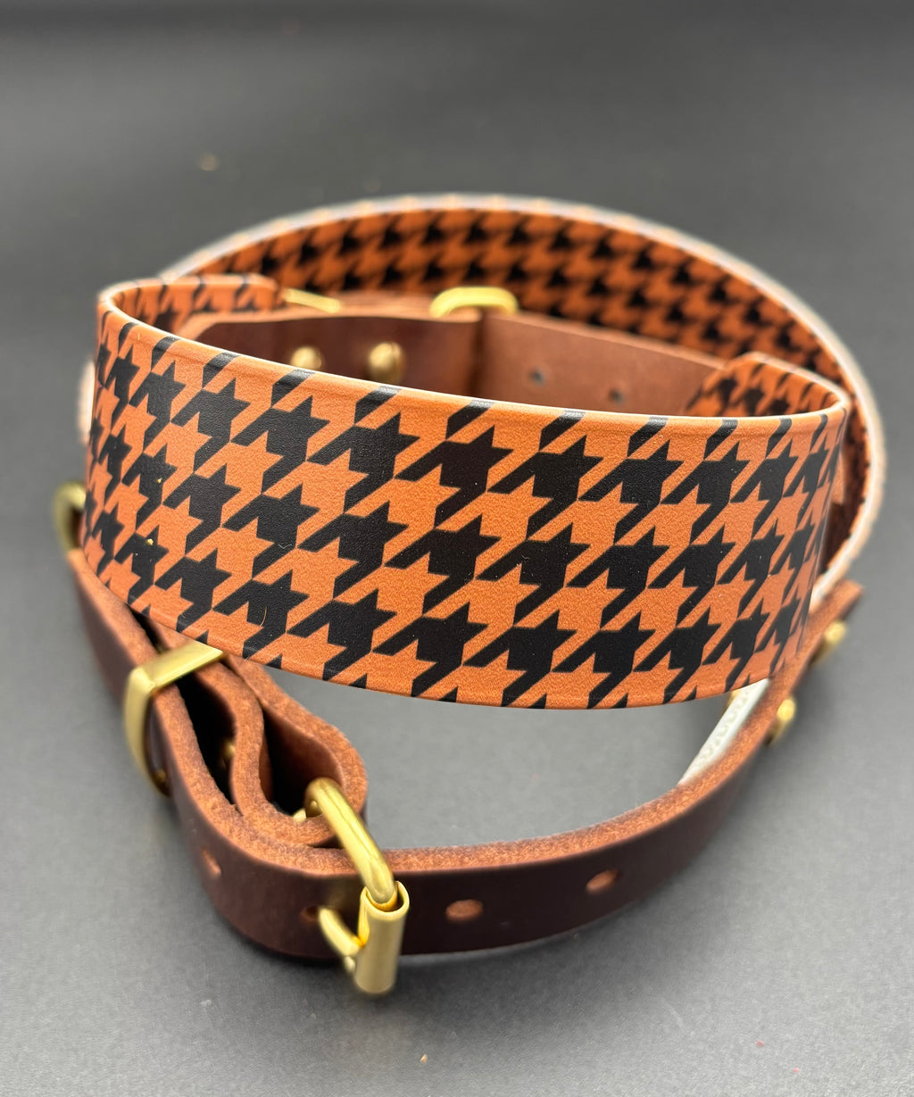 Hahnentrittmuster Biothane - Leder Hundehalsband