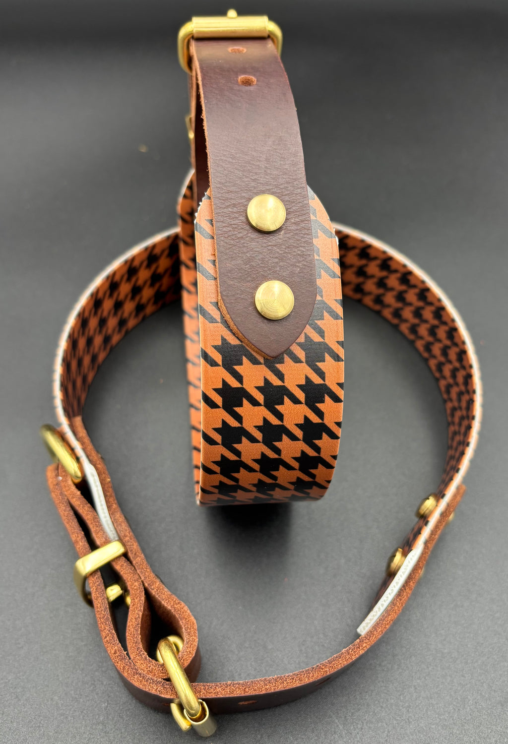 Hahnentrittmuster Biothane - Leder Hundehalsband